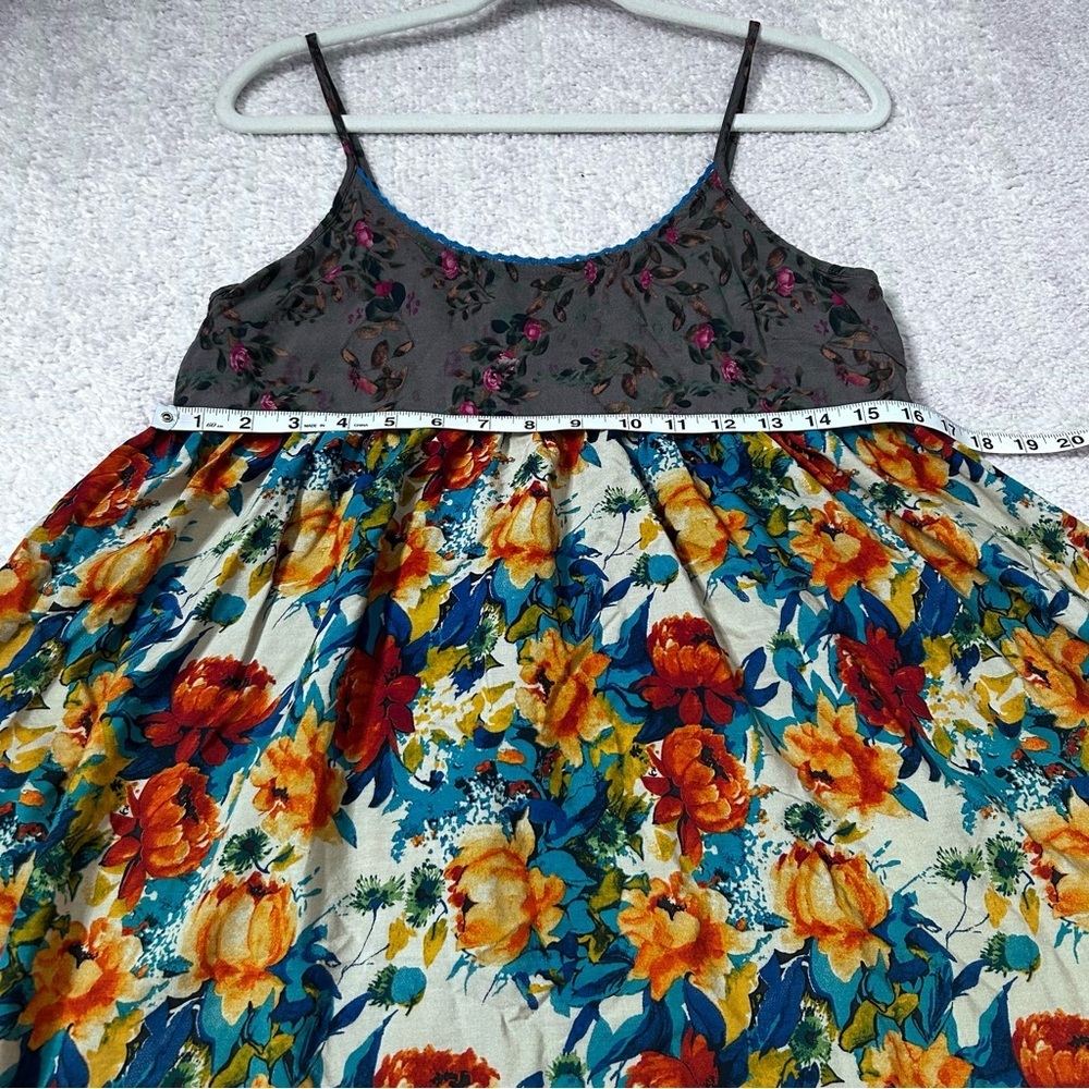 SOLD Natural Life Floral Mini Dress Skater Dress Blue Yellow Orange Floral Size - Picture 7 of 10